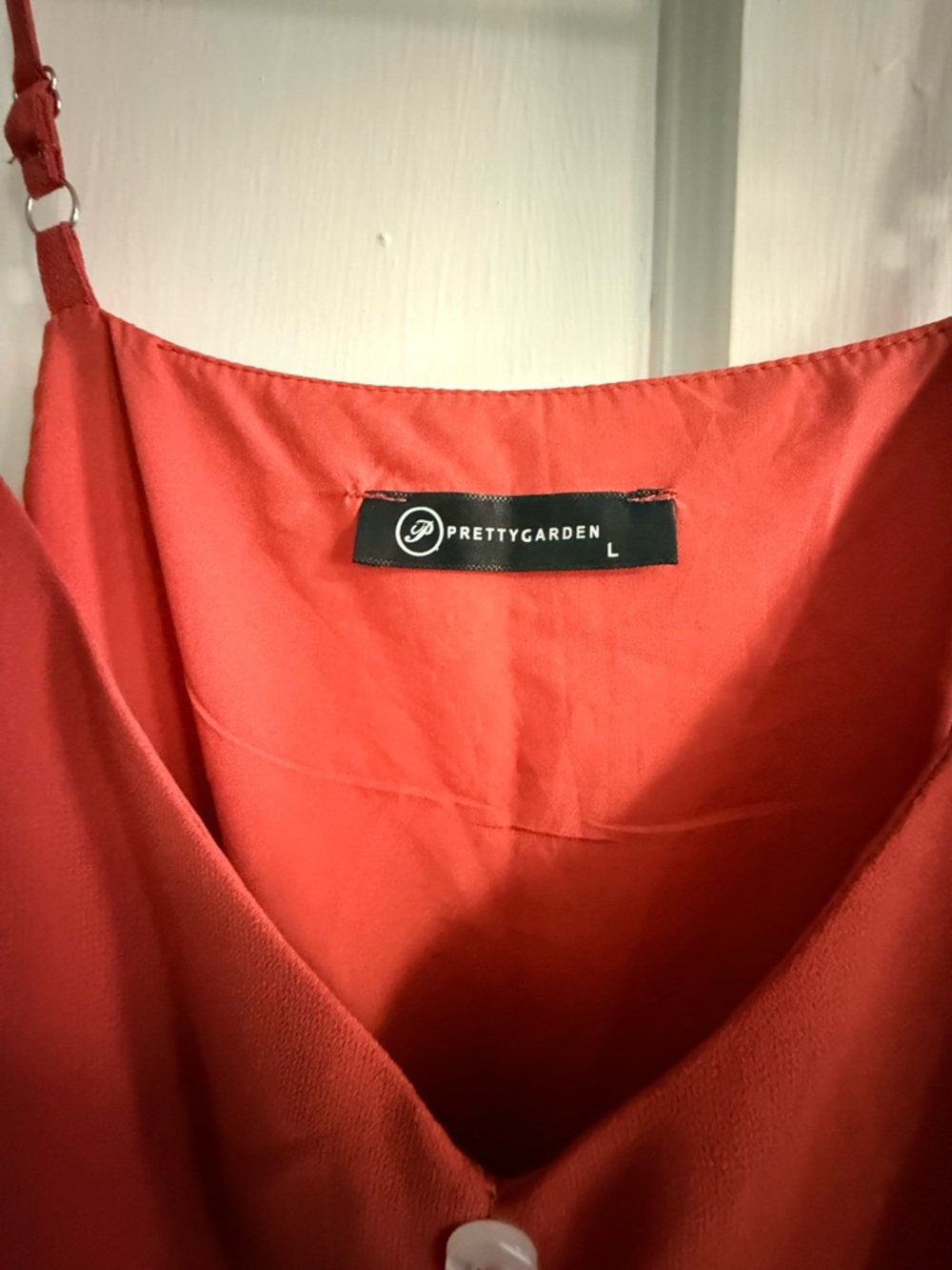 Women’s Coral Red Maxi Dress with Smocked Waist and Buttons - Picture 2 of 4